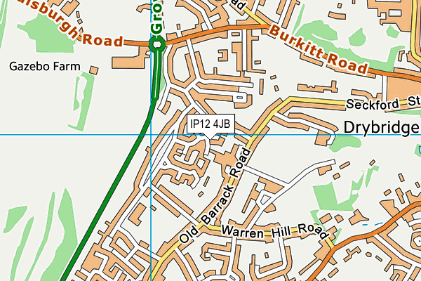 IP12 4JB map - OS VectorMap District (Ordnance Survey)