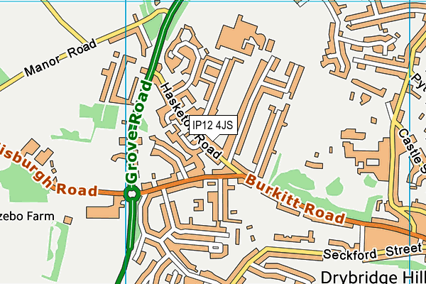 IP12 4JS map - OS VectorMap District (Ordnance Survey)