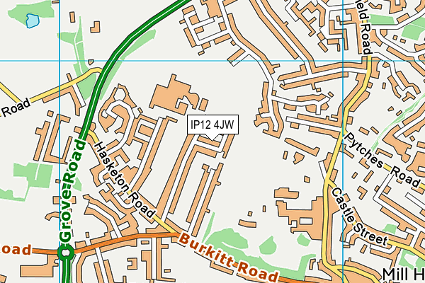 IP12 4JW map - OS VectorMap District (Ordnance Survey)