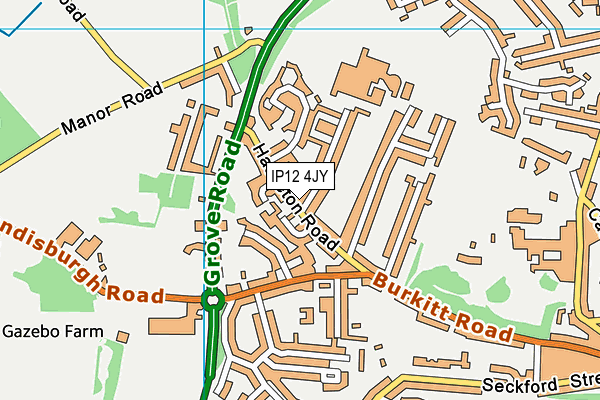 IP12 4JY map - OS VectorMap District (Ordnance Survey)