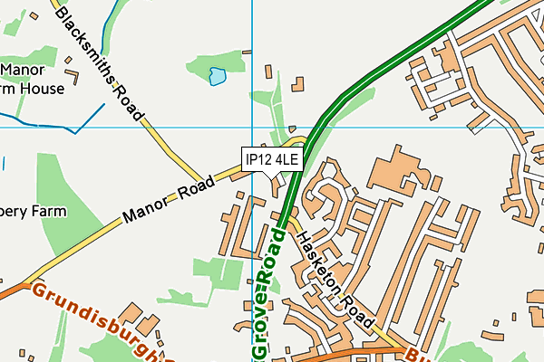 IP12 4LE map - OS VectorMap District (Ordnance Survey)