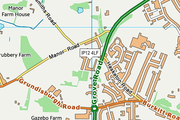 IP12 4LF map - OS VectorMap District (Ordnance Survey)