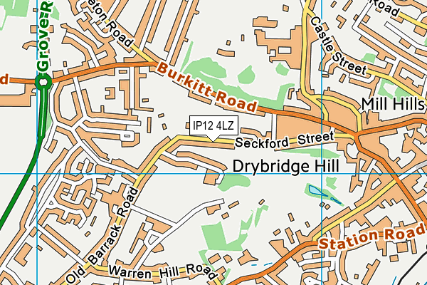 IP12 4LZ map - OS VectorMap District (Ordnance Survey)