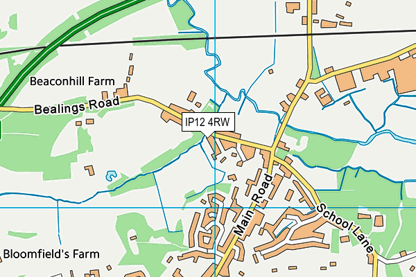 IP12 4RW map - OS VectorMap District (Ordnance Survey)
