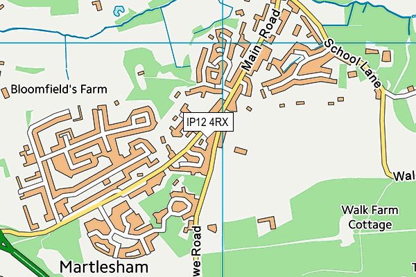 IP12 4RX map - OS VectorMap District (Ordnance Survey)