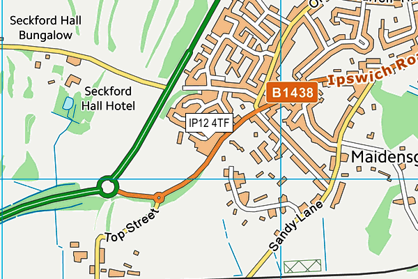 IP12 4TF map - OS VectorMap District (Ordnance Survey)