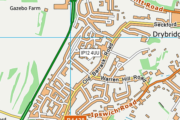 IP12 4UU map - OS VectorMap District (Ordnance Survey)