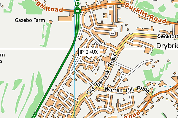 IP12 4UX map - OS VectorMap District (Ordnance Survey)