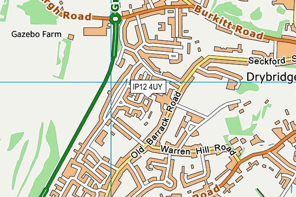 IP12 4UY map - OS VectorMap District (Ordnance Survey)