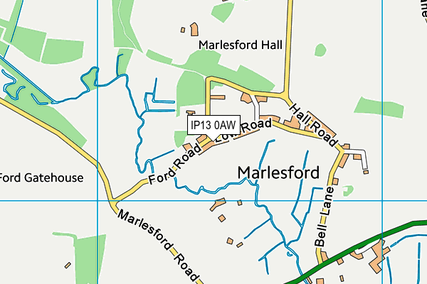 IP13 0AW map - OS VectorMap District (Ordnance Survey)