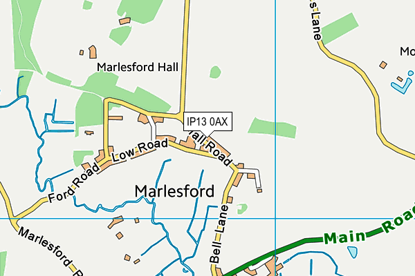 IP13 0AX map - OS VectorMap District (Ordnance Survey)