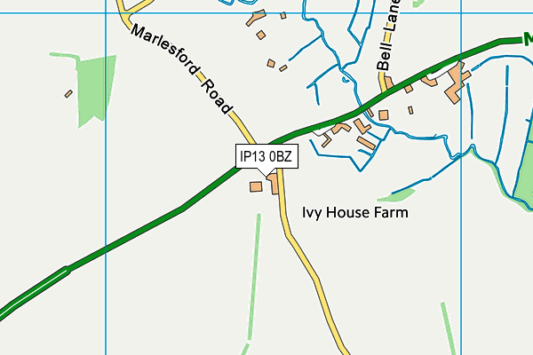 IP13 0BZ map - OS VectorMap District (Ordnance Survey)