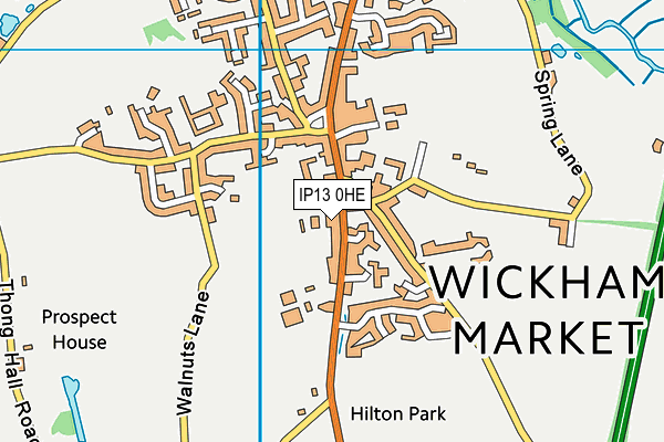 Wickham Market Village Hall Playing Field map (IP13 0HE) - OS VectorMap District (Ordnance Survey)