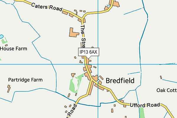 Bredfield Village Hall Playing Field map (IP13 6AX) - OS VectorMap District (Ordnance Survey)