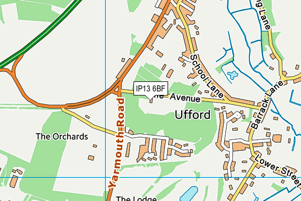 Ufford Recreation Ground map (IP13 6BF) - OS VectorMap District (Ordnance Survey)
