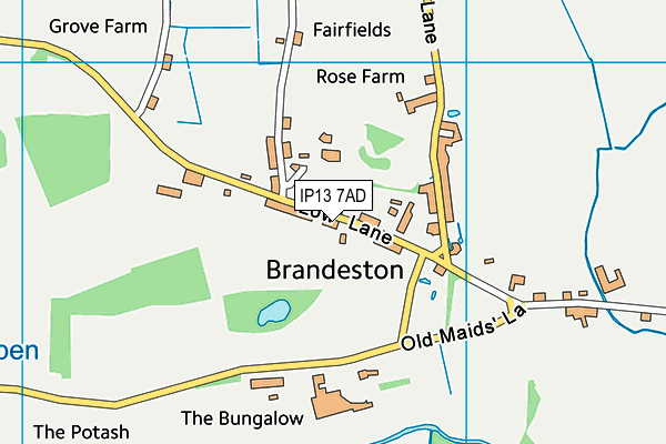Brandeston Village Hall  map (IP13 7AD) - OS VectorMap District (Ordnance Survey)