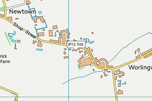 Worlingworth Playing Field map (IP13 7HX) - OS VectorMap District (Ordnance Survey)