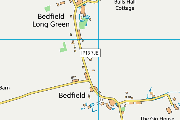 Bedfield Playing Field map (IP13 7JE) - OS VectorMap District (Ordnance Survey)