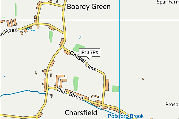 Charsfield map (IP13 7PX) - OS VectorMap District (Ordnance Survey)