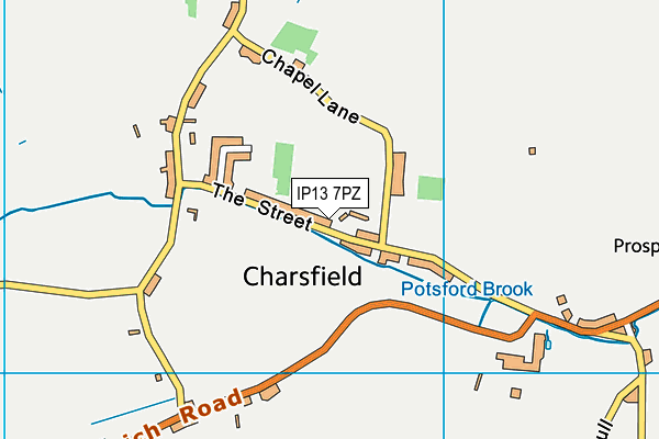 IP13 7PZ map - OS VectorMap District (Ordnance Survey)