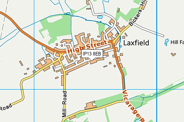 Laxfield Playing Field map (IP13 8EB) - OS VectorMap District (Ordnance Survey)