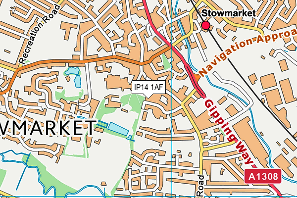 IP14 1AF map - OS VectorMap District (Ordnance Survey)