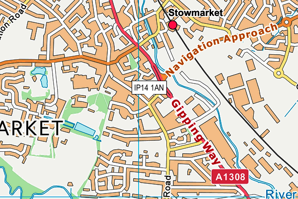 IP14 1AN map - OS VectorMap District (Ordnance Survey)