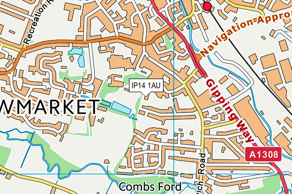 IP14 1AU map - OS VectorMap District (Ordnance Survey)