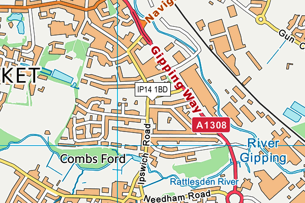 IP14 1BD map - OS VectorMap District (Ordnance Survey)