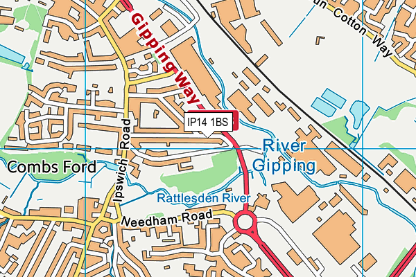 IP14 1BS map - OS VectorMap District (Ordnance Survey)