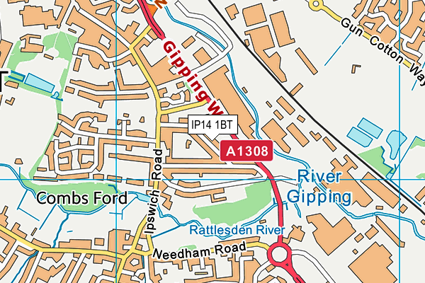 IP14 1BT map - OS VectorMap District (Ordnance Survey)