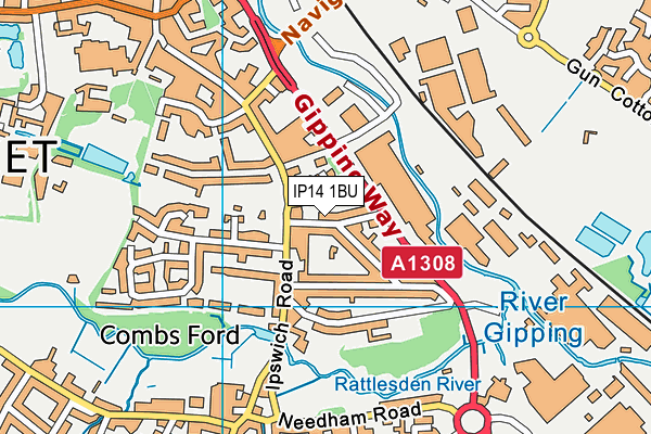 IP14 1BU map - OS VectorMap District (Ordnance Survey)