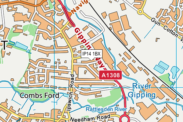 IP14 1BX map - OS VectorMap District (Ordnance Survey)