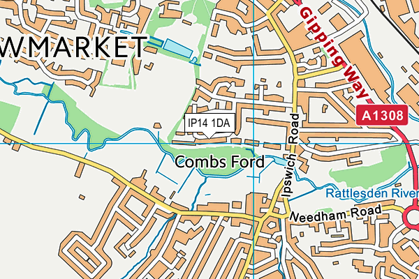 IP14 1DA map - OS VectorMap District (Ordnance Survey)