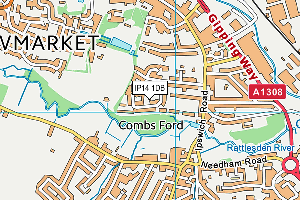 IP14 1DB map - OS VectorMap District (Ordnance Survey)