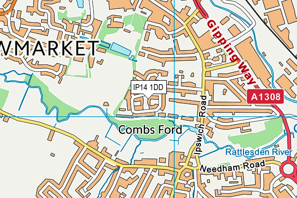 IP14 1DD map - OS VectorMap District (Ordnance Survey)