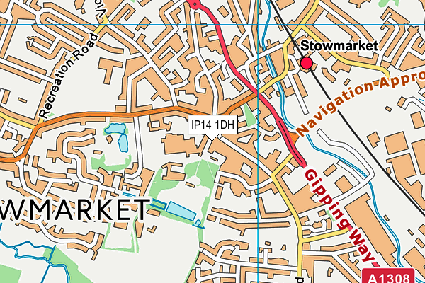 IP14 1DH map - OS VectorMap District (Ordnance Survey)