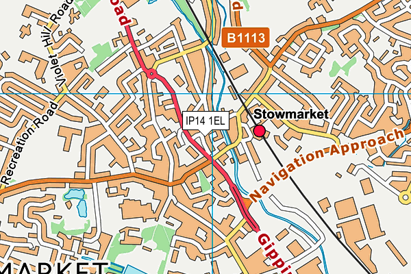 IP14 1EL map - OS VectorMap District (Ordnance Survey)