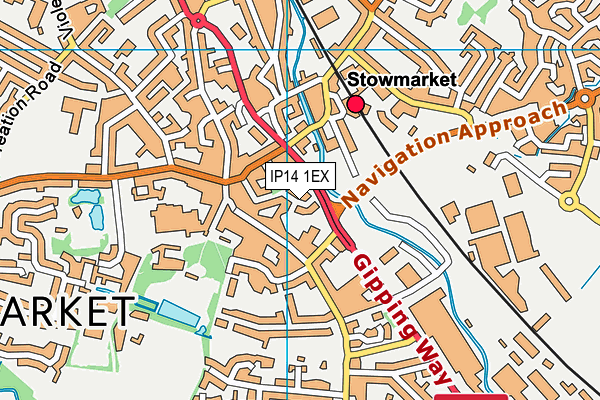 IP14 1EX map - OS VectorMap District (Ordnance Survey)