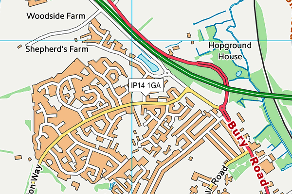 IP14 1GA map - OS VectorMap District (Ordnance Survey)