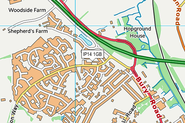 IP14 1GB map - OS VectorMap District (Ordnance Survey)