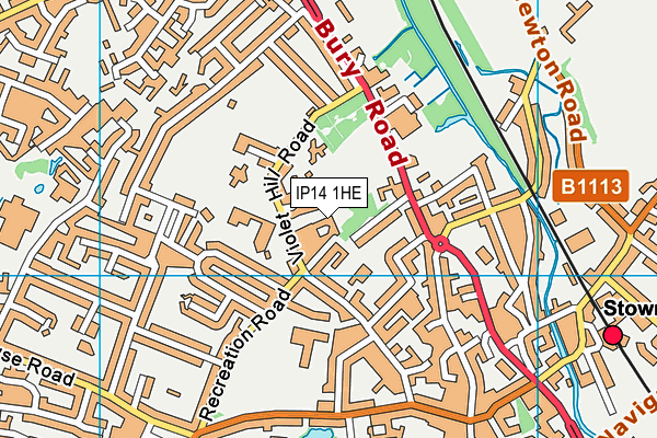 IP14 1HE map - OS VectorMap District (Ordnance Survey)