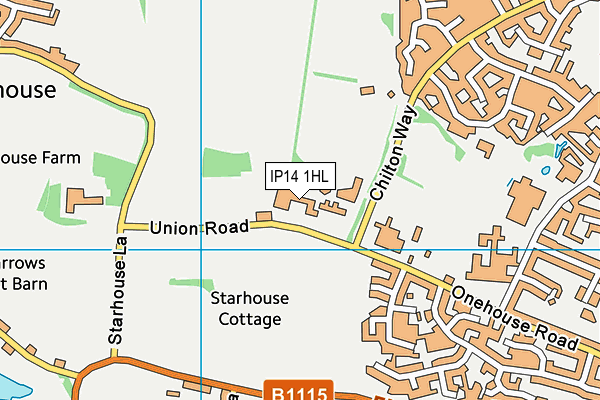 IP14 1HL map - OS VectorMap District (Ordnance Survey)