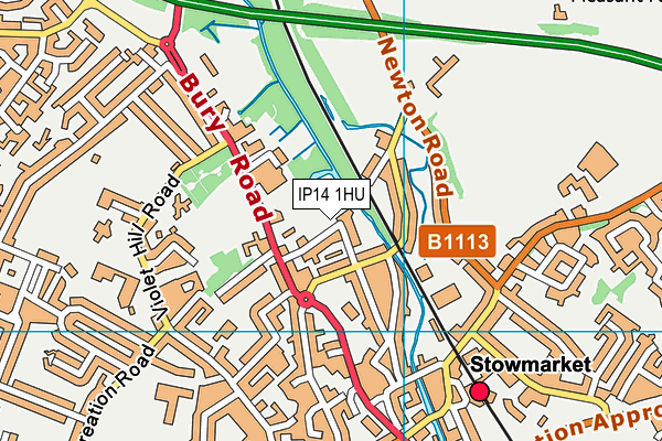 IP14 1HU map - OS VectorMap District (Ordnance Survey)