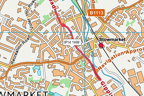 IP14 1HW map - OS VectorMap District (Ordnance Survey)
