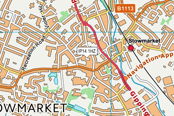 IP14 1HZ map - OS VectorMap District (Ordnance Survey)