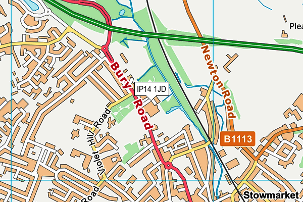 IP14 1JD map - OS VectorMap District (Ordnance Survey)