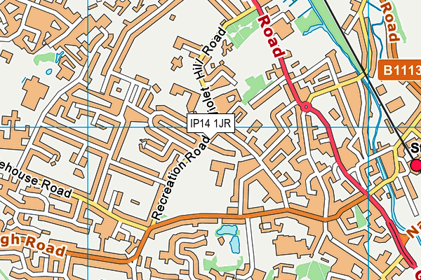 IP14 1JR map - OS VectorMap District (Ordnance Survey)