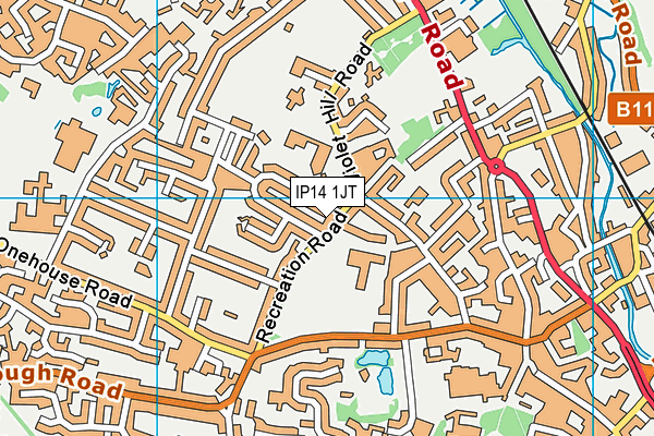 IP14 1JT map - OS VectorMap District (Ordnance Survey)