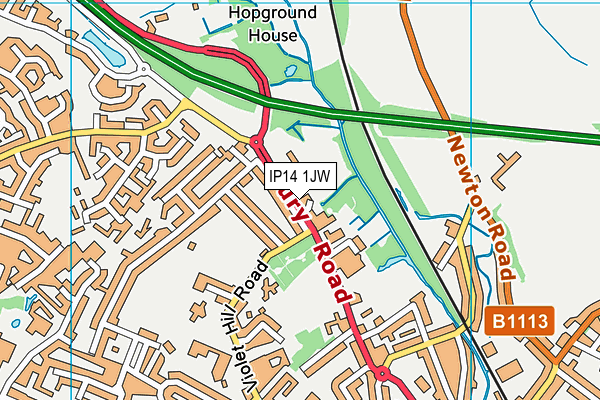 IP14 1JW map - OS VectorMap District (Ordnance Survey)